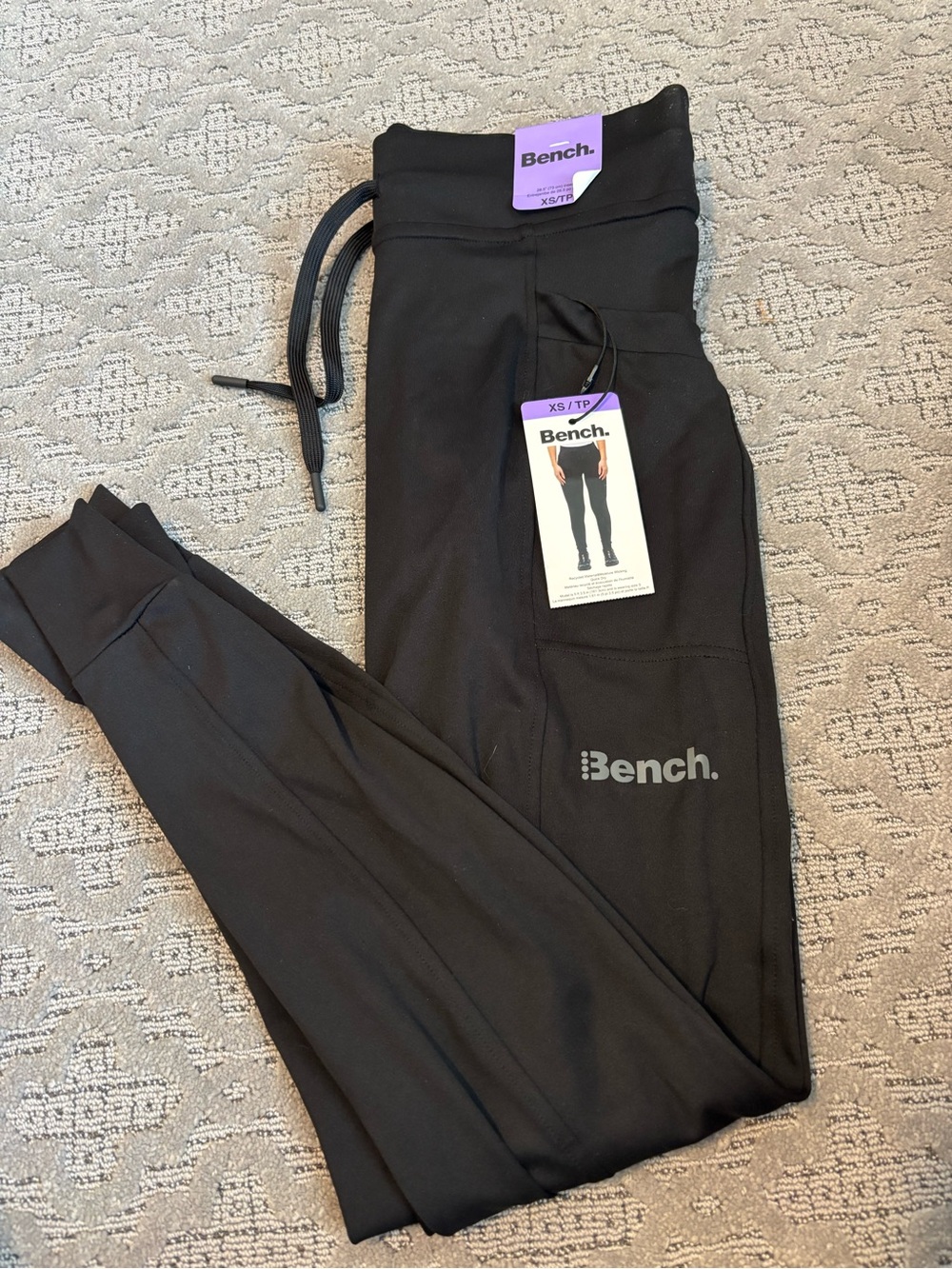 Bench Black Drawstring Jogger Leggings with Side Pocket